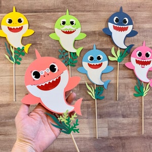 Baby Shark Centerpiece Baby Shark Photo Props First Birthday Baby Shark Second Birthday Baby Shark Theme Baby Shark Party Decor Ideas Shark
