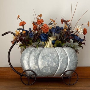 Magical Pumpkin Flower Arrangement | Autumn Flowers  | Thanksgiving Centerpiece | Silk Floral Decor |  Pumpkin Decor | Farmhouse Flowers