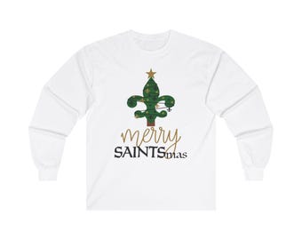 Merry SAINTSmas New Orleans Louisiana Unisex Ultra Cotton Long Sleeve Tee T-Shirt