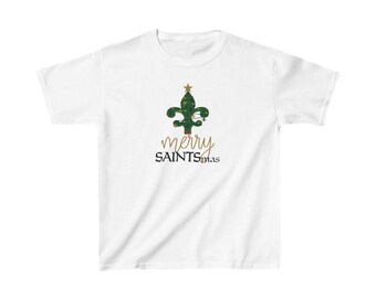 Christmas Merry SAINTSmas New Orleans Louisiana Kids Heavy Cotton™ Tee Shirt