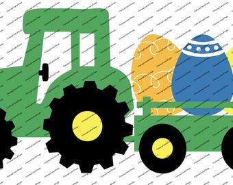 Digital Easter Egg Tractor Monogram Cuttable Decal SVG, JPG, PNG, Pdf, Silhouette Studio Cut File