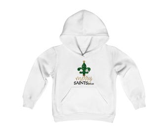 Christmas Merry SAINTSmas New Orleans Louisiana Child Youth Heavy Blend Hooded Sweatshirt