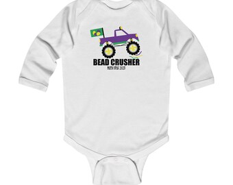 Mardi Gras Bead Crusher New Orleans Louisiana Infant Long Sleeve Bodysuit