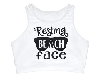 Resting Beach Face - High Neck Crop Women's Bikini Top