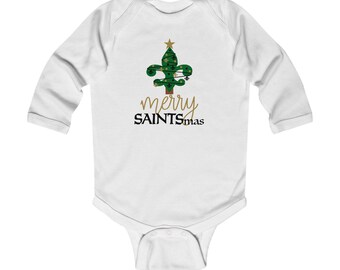 Christmas Merry SAINTSmas New Orleans Louisiana Infant Long Sleeve Bodysuit