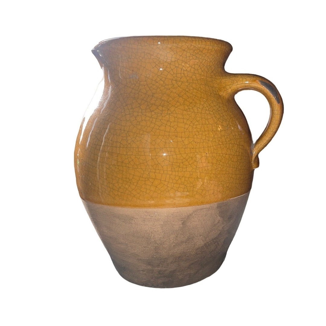 Rowe Pottery Works Jug Mustard 1995 Cambridge Wisconsin Etsy