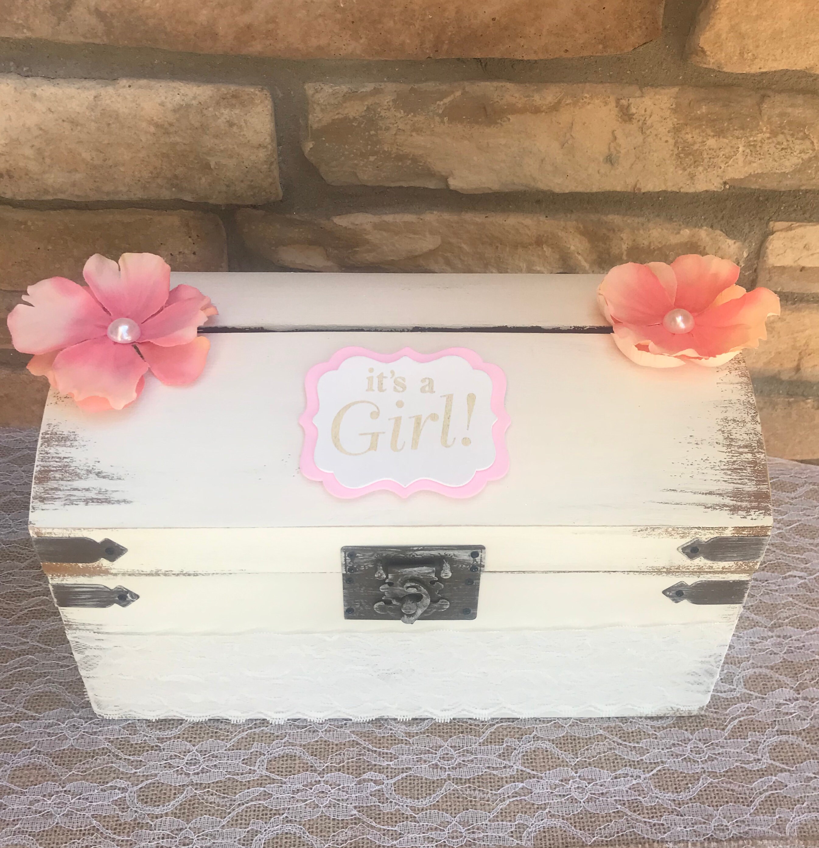 Girl Baby Shower Card Box It is a Girl Gift Box Card Holder Etsy UK