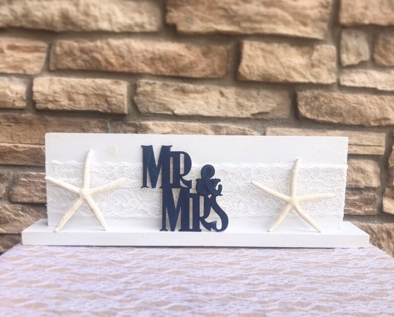 Mr and Mrs wood sign for beach wedding beach decor for sweetheart table