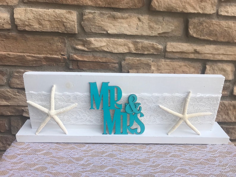Mr and Mrs wood sign for beach wedding beach decor for sweetheart table