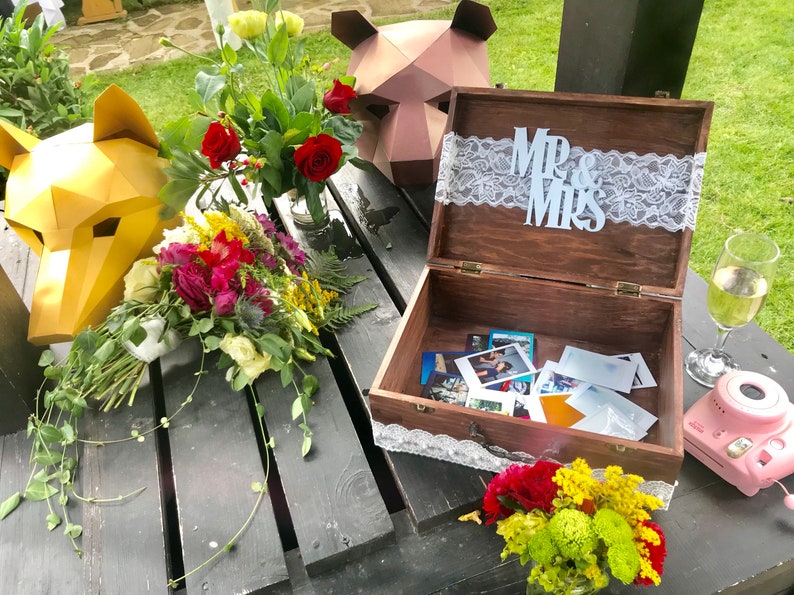 Wedding card box for gift envelopes Wooden card holder for Etsy