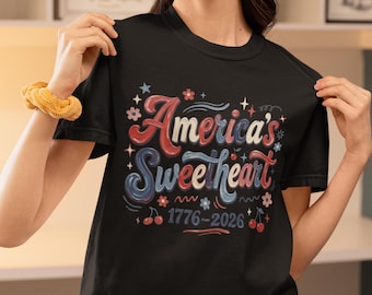 America's Sweetheart 250th Anniversary Comfort Colors Tee, Faux Oil Painting Style 4th of July Shirt, Chunky Paint Retro 90s Vibe T-Shirt