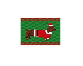 Christmas Weenie 2 Panel, Peyote/Brick PDF Pattern