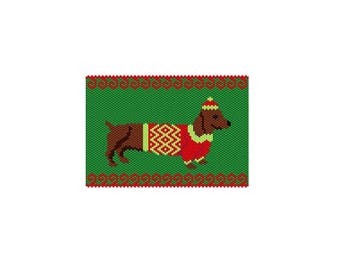 Christmas Weenie 3 Panel, Peyote/Brick PDF Pattern