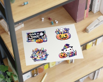 Cute Halloween Classroom Sticker Sheets, Spooky Teacher Ghosts, Pumpkins, Teaching Supplies Stickers, Fun Fall Stationery Gift for Teachers