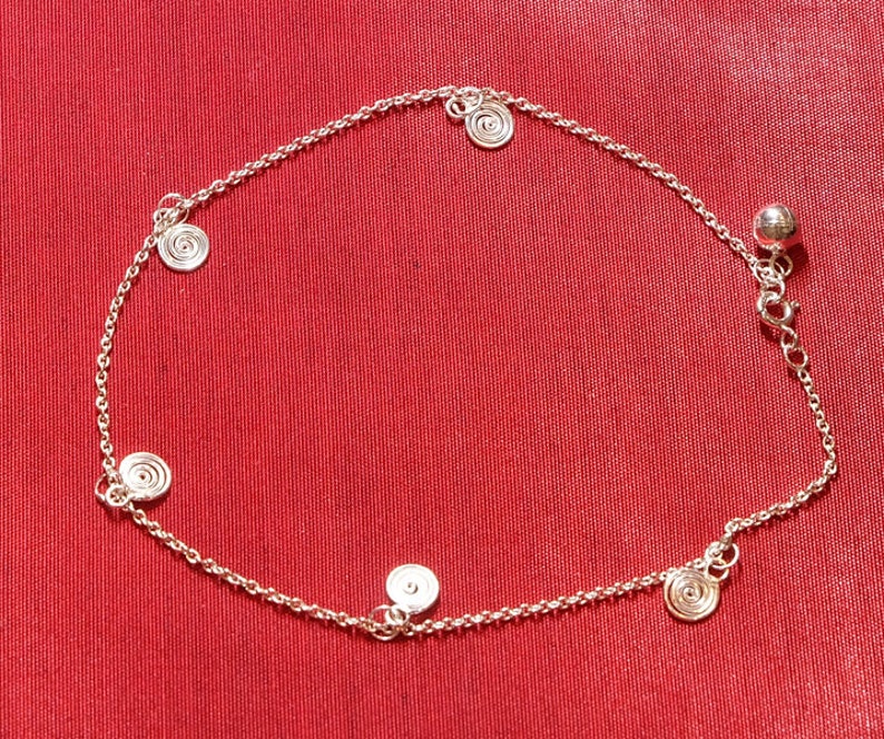 Delicate Anklet Dainty Anklet Spiral Sterling Silver Anklet Sterling Silver Jewelry