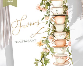 Bridal Shower Favor Sign, Bridal Shower Favors Signage, Favor Sign, Party Favor Sign, Tea Brunch Favors Bride to Be, Tea Party Favor Sign