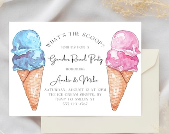 Was ist die Schaufel Gender Reveal Einladung, Eis Gender Reveal digitale Einladung, digitaler Download, Canva Vorlage, Instant Download