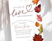 Let's Fall In Love Baby Shower Invitation, Baby Shower Invitation, Fall Autumn Baby Shower, Gender Neutral Baby Shower, Neutral Baby Invite