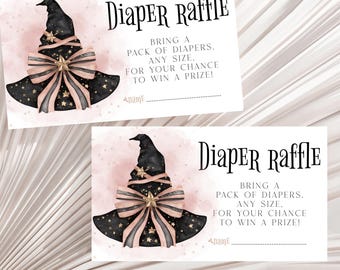 Baby Shower Diaper Raffle Card, Spooky Baby Shower Diaper Raffle, Witch Baby Shower, Witches Hat Diaper Raffle Card, Girl Baby Shower Games
