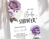 Spooky Baby Shower Invitation, Halloween Baby Shower Invitation Template, Editable Invitation, Spooky Invitation, Instant Download, Purple