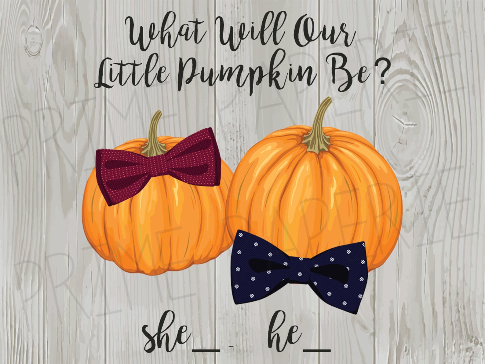 He or She, What Will Our Little Pumpkin Be Gender Reveal Vote Card