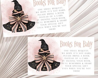 Baby Shower Books For Baby Card, Spooky Baby Shower Books Card, Witch Baby Shower, Witches Hat Books For Baby Card, Girl Baby Shower Games