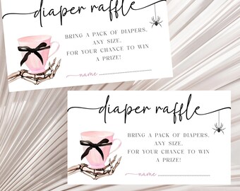A Baby Is Brewing Diaper Raffle, Halloween Diaper Raffle Card, Spooky Baby Shower, Skeleton Baby, Coffee Baby Shower, Tea Baby Diaper Raffle
