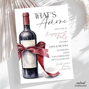 That&#39;s Amore Invite, That&#39;s Amore Invitation, That&#39;s Amore Engagement Party, Italian Theme Invitation, Wine Invitation, Engagement Party