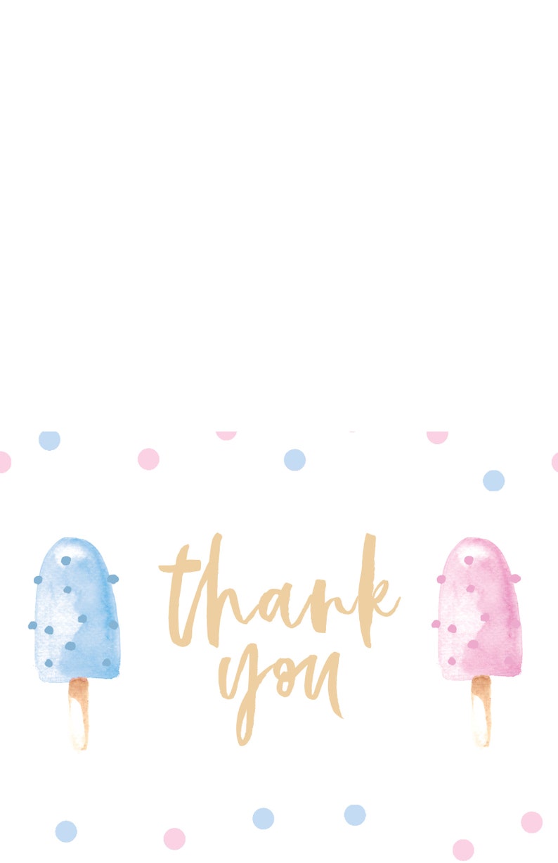 Gender Reveal Thank You Card Summer Gender Reveal Thank You Etsy