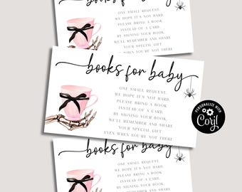 A Baby Is Brewing Books for Baby Card, Books for Baby Card, Halloween Baby, Spooky Baby Shower, Skeleton Baby, Coffee Baby Shower, Tea Baby