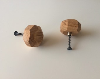 SW014 Geometric Oaq Knobs,Rustic Wood Knob,Drawer and Pulls,Irregular Large Knob