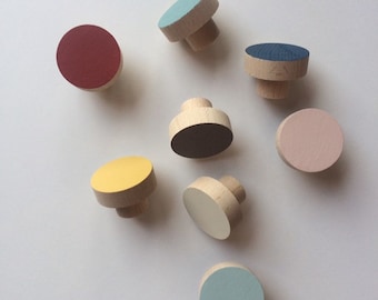 SW011 Round Wooden Knobs/Colours Pulls/Drawer/Cabinet Knobs/Children Room