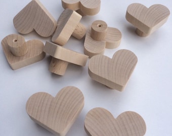 SW010 Raw Knobs Heart/Children Room/Wooden Knobs