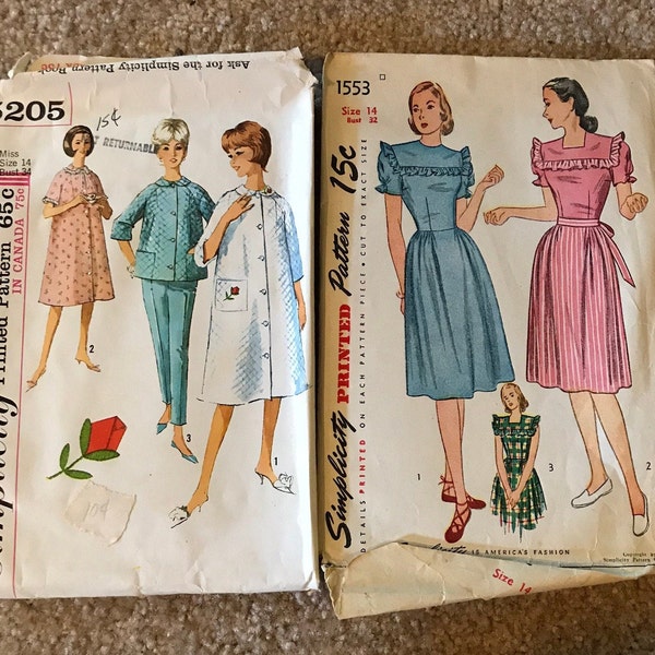 RARE Vintage 40s and 50s Sewing Patterns - Simplicity - Size 14 Miss, Bust 32 & 34 - Cut