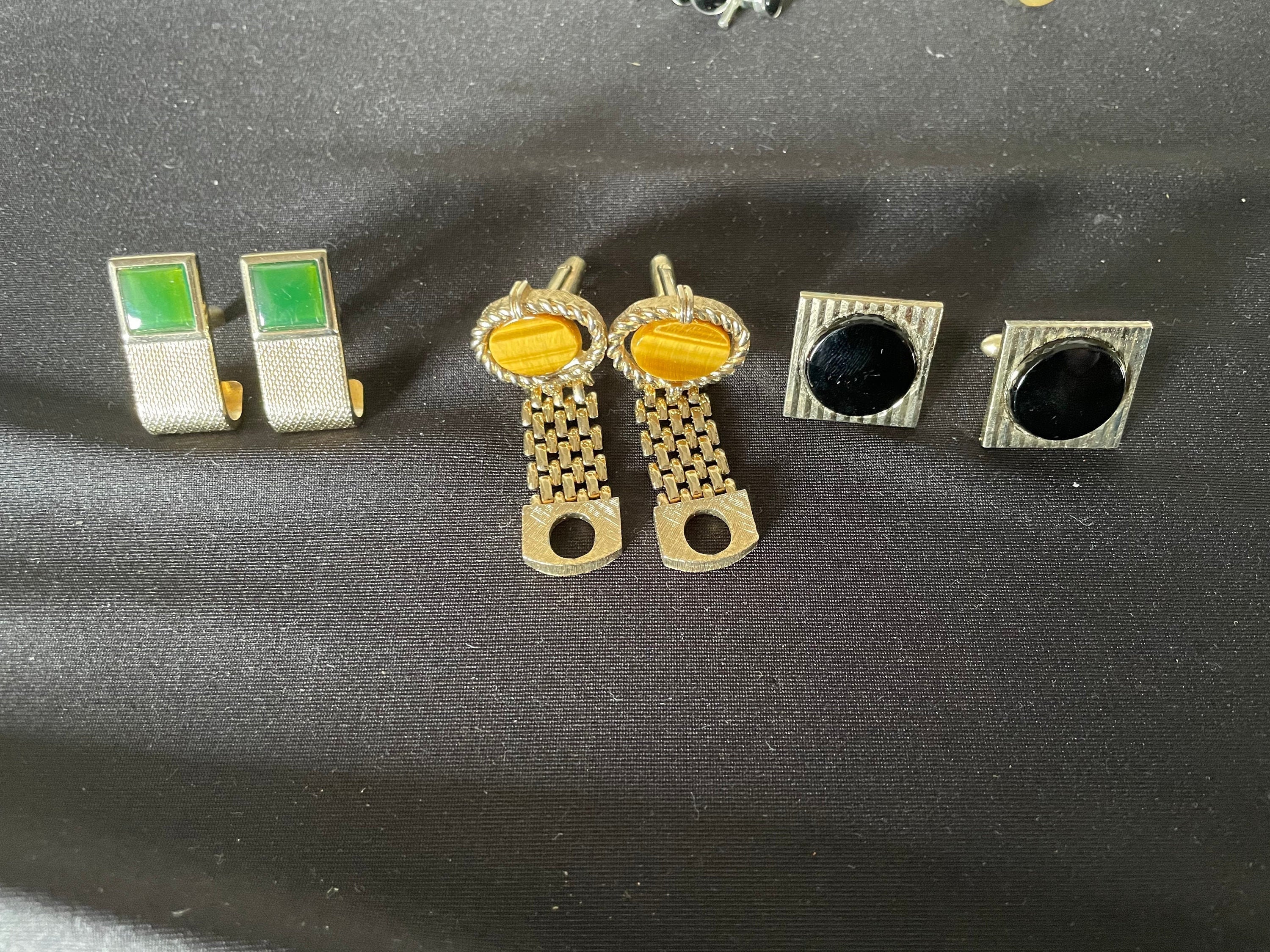 Vintage 50s Swank Jewelry Gemstone Cufflinks Emerald Etsy