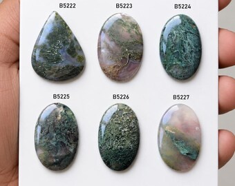 Natural Moss Agate Gemstone, Genuine Moss Agate Cabochon, Jewelry making stones supply