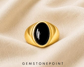 Black Onyx Signet Ring, signet ring, 925 Solid Sterling Silver Ring, 22K Gold Filled Ring, Handmade Silver Ring