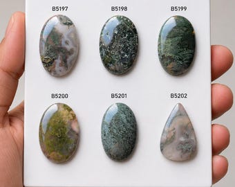 Natural Moss Agate Gemstone, Genuine Moss Agate Cabochon, Jewelry making stones supply