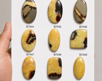 Yellow Septarian crystal cabochon, Semi Precious loose cabochon, Cabochon gemstone, Cabs for sale