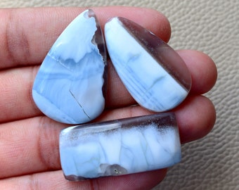 3 Pcs Natural Blue Opal gemstone Cabochon lot, loose cabochon , AAA Blue opal , jewellery making gemstone #B-1293