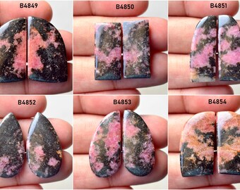 Par de cabujón de rodonita, piedra preciosa cabujón, par de pendientes, par de piedras preciosas, cabujón a la venta