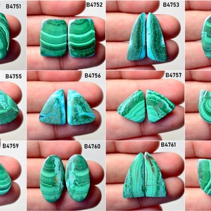Natural Malachite chrysocolla gemstone Matched pair, Gemstone Pair, loose semi precious gemstone
