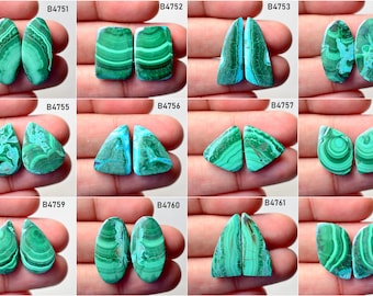 Natural Malachite chrysocolla gemstone Matched pair, Gemstone Pair, loose semi precious gemstone