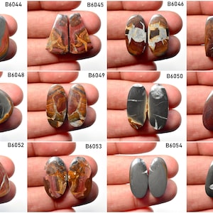 Black Septarian Pair, Semi Precious loose cabochon, Earring making gemstone, Cabochon Gemstone