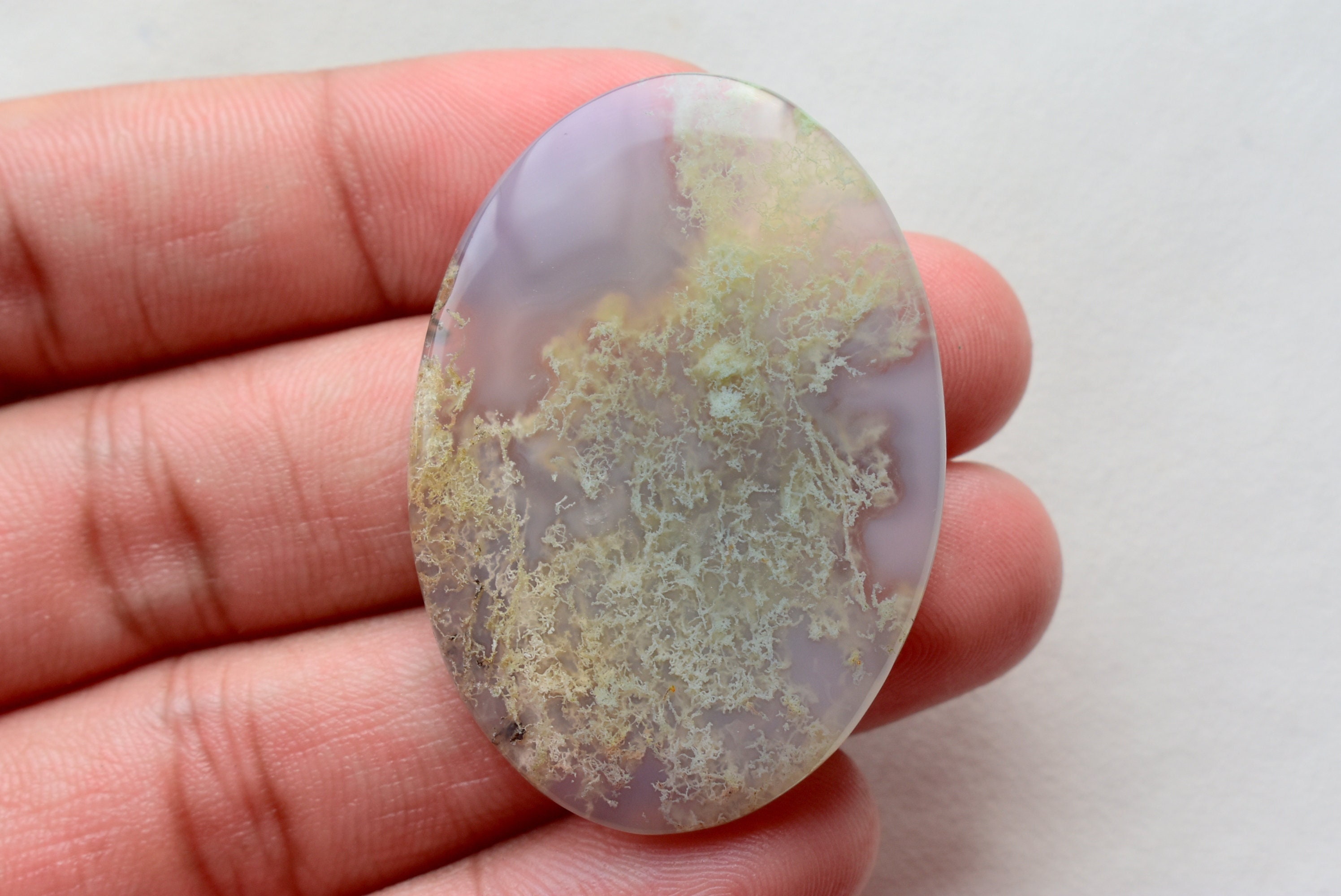 46x32x4 Mm Natural Scenic Indonesian Moss Agate Gemstone