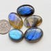 5 Pcs - Deep Blue Flashy Labradorite loose cabochon - Flat Back - Labradorite pendant gemstone - hand polished #GP3200