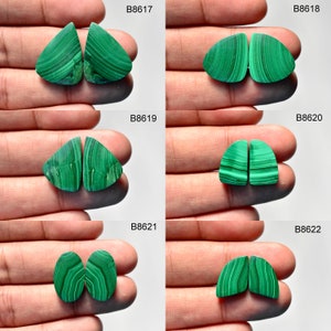 Natural Malachite gemstone Matched pair, Gemstone Pair, loose semi precious gemstone, cabochon pairs