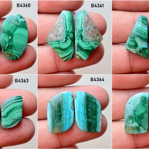 Natural Malachite chrysocolla gemstone Matched pair, Gemstone Pair, loose semi precious gemstone