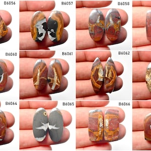 Black Septarian Pair, Semi Precious loose cabochon, Earring making gemstone, Cabochon Gemstone