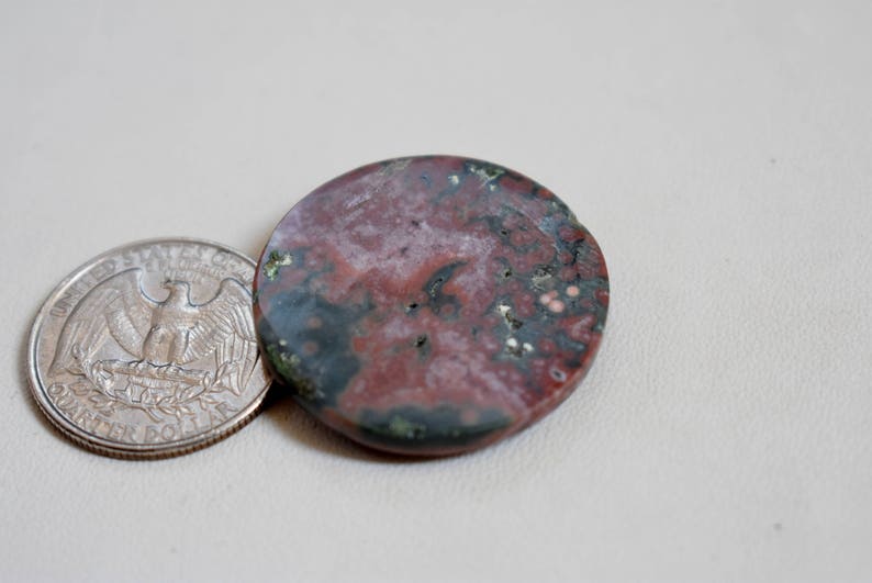 Hand Polished pendant making supply #GP5616 32 mm Round Natural Ocean Jasper loose Cabochon Gemstone